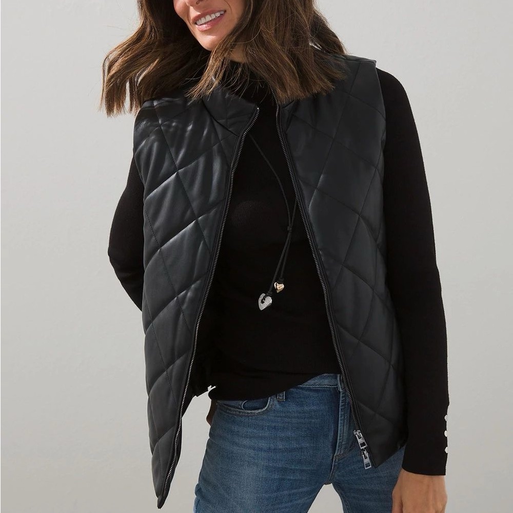 Chico’s Faux Leather Vest L EUC